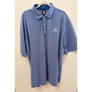 FootJoy 2XL Blue Polo Shirt With Glen Springs Logo 100% Polyester Mens Golf Shir